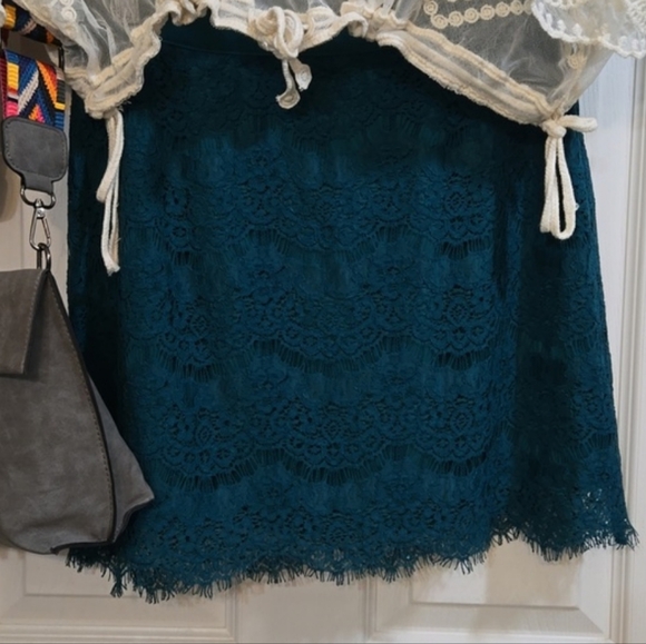 ☢️3 For $20.Forever 21 teal lace mini skirt - Picture 1 of 8